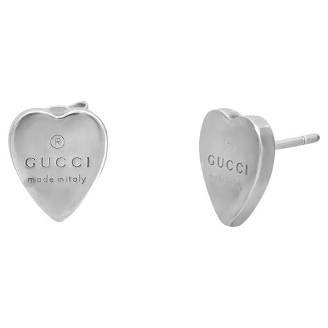 gucci trademark heart silver stud earrings|gucci interlocking g silver earrings.